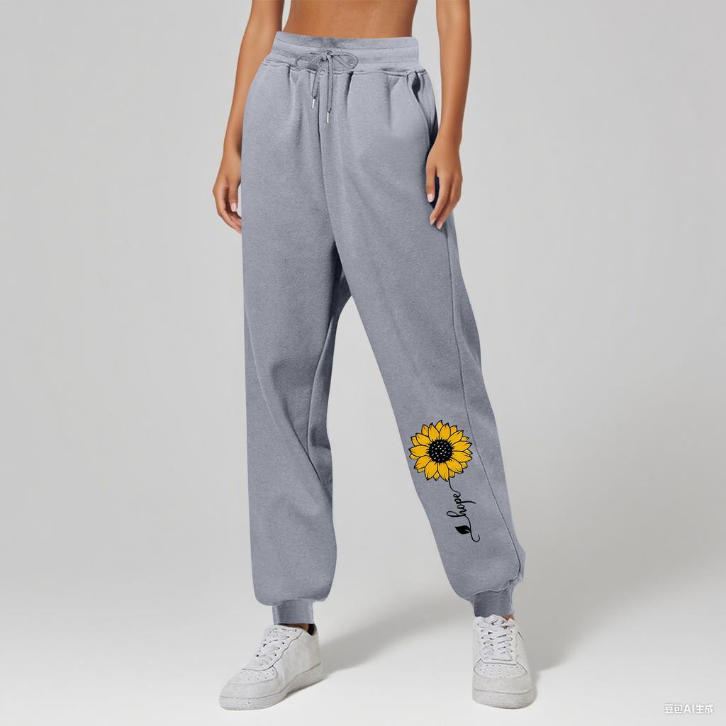 Ladies' Printed Unisex Casual Pocket Drawstring Pants