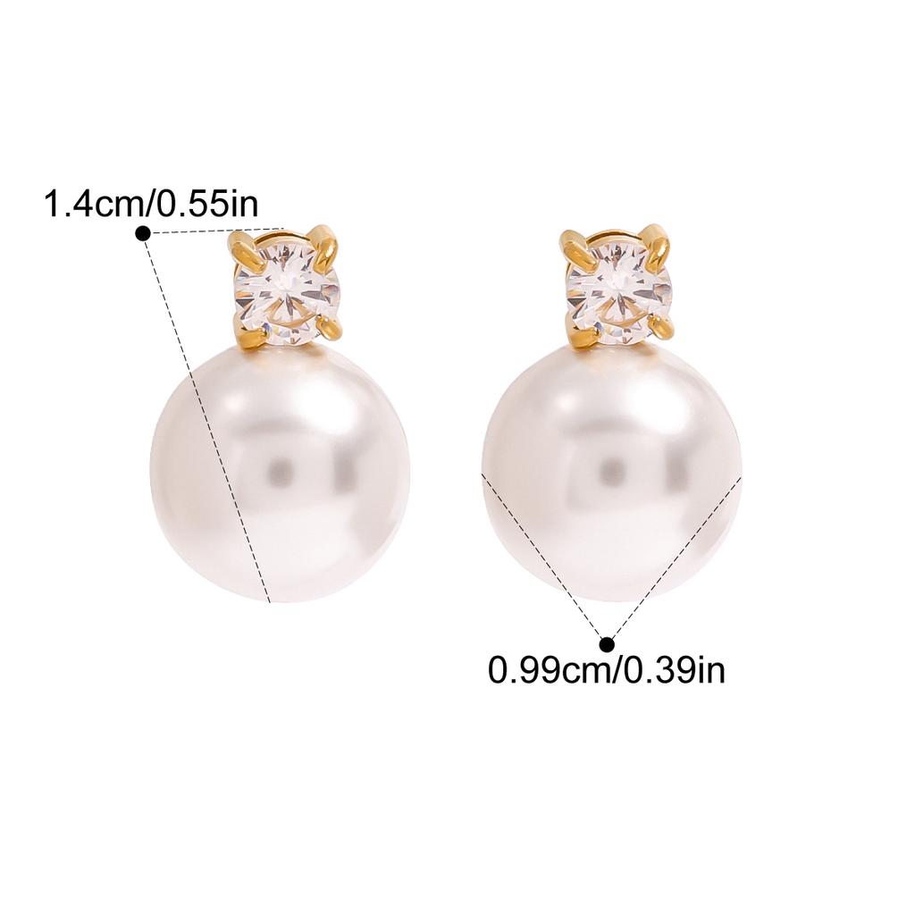 Yori Delicate AAA Shiny Cubic Zirconia Pearls Stud Earrings PVD Plated Water Proof Fashion Earrings for Women Bijoux