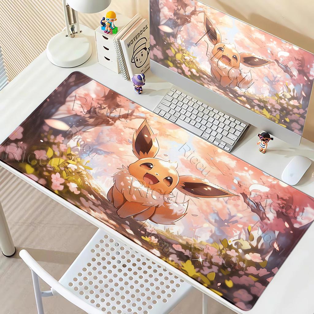 Kawaii Mousepad Computer New Style Mouse Pads E-eevee Keyboard Pad P-pokemon Carpet Gamer Soft Office PC Accessorics Desktop Mat