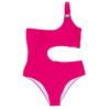 Stylish Women Swimsuit Padded Off Shoulders Bodysuit Pure Color Openwork Bikini Beachwear