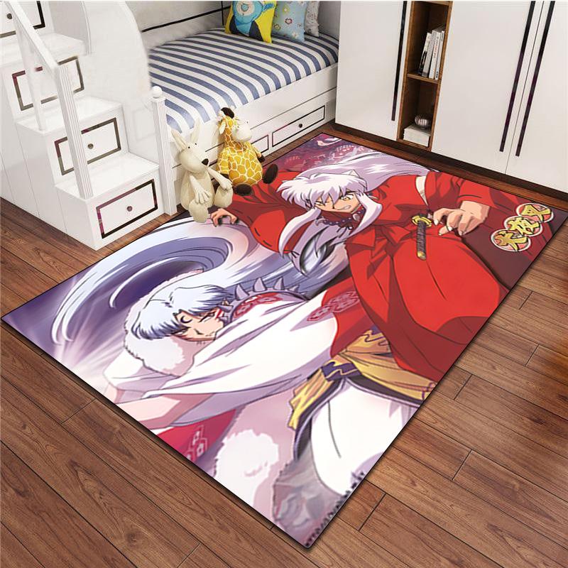 Inuyasha Vs Sesshomaru Carpet Office Decorative Carpet For Living Room Bedroom Door Mat Floor Rug Computer Chair Area Rug holiday gift