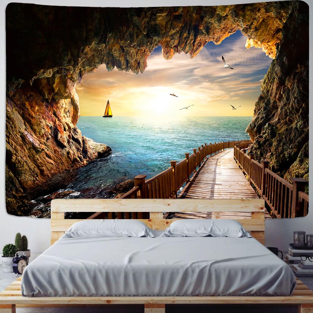 3D пейзаж лес береза лес деревья большой гобелен хиппи настенный гобелен богемный декор гобелен спальня фон ткань