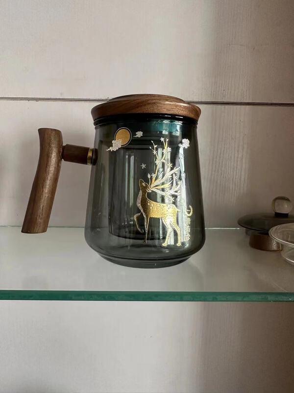 Walnut Wood Handle Glass Tea Brewer Set