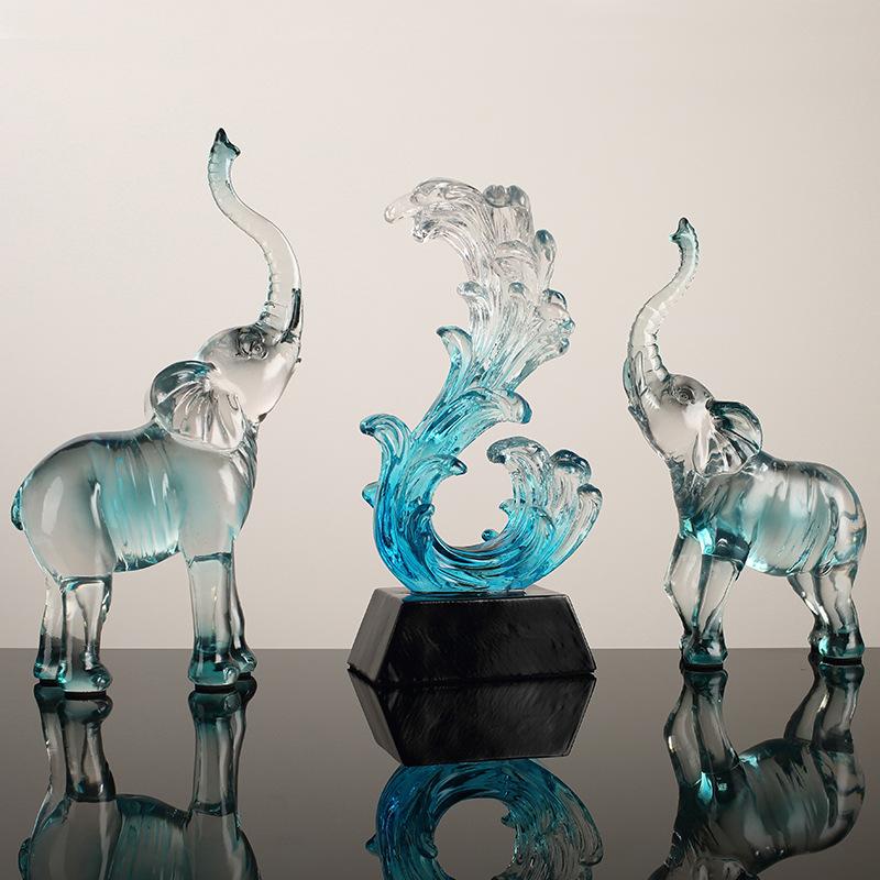 Light Luxury Transparent Wealth-winning Elephant Ornaments TV Cabinet Wine Cabinet Entrance Living Room Decorations Booming Gift