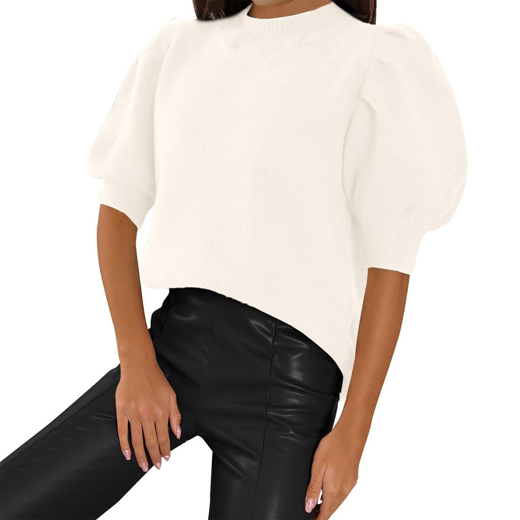 Женские объемные вязаные свитера с короткими рукавами, топы, повседневные пуловеры, рубашки