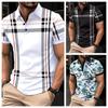 Summer Fashion Men's Striped POLO Shirt Lapel Button Down Men's Short Sleeve Street Trend Style Men's Top