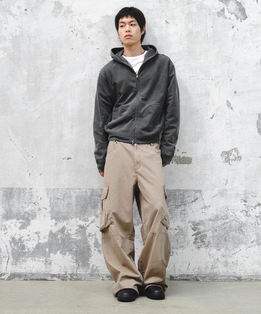 INTEMPOMOOD Ranger Utility Washed Cargo Pants_Beige