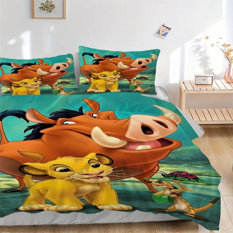 Lion Adventure Print 3Pcs Bedding Setduvet Cover With 2 Bedropillowcase Home Birthday Gift