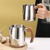 304 Stainless Steel Coffee Milk Frothing Pitcher Jug 600/900ML Latte Steam Coffee Pot With Scale Wooden Handle Latte Coffee Cup