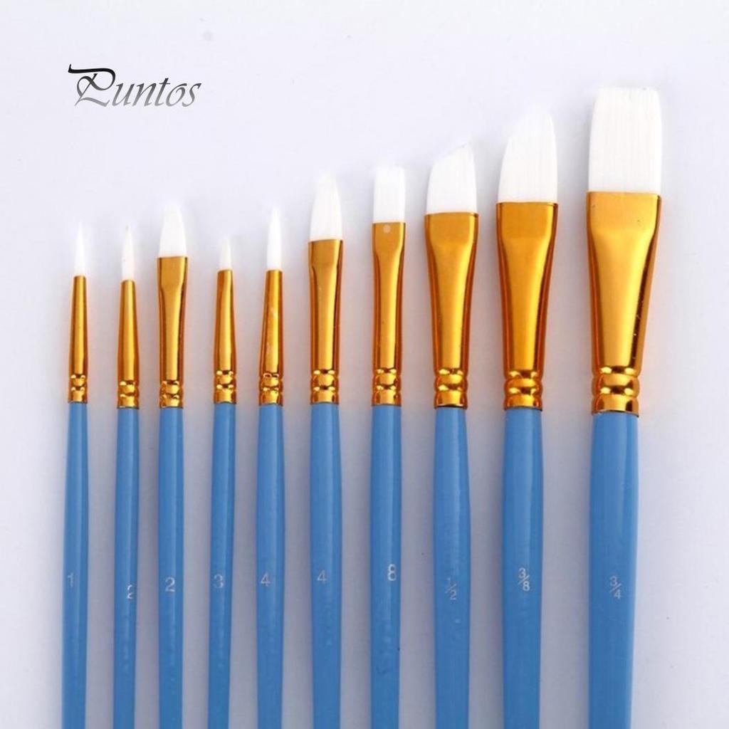 10Pcs/Set Different Size Paint Brush Pens for Artist Watercolor Oil Painting