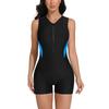 CHARMLEAKS Athletic One Piece Swimsuits for Women Zipper Up Bathing Suits Modest Boyleg Swimwear