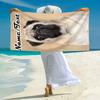 1PC Custom Name Pug Dog Portrait Background Beach Towel Highly Absorbent And Sand-Resistant Towel for Swimming, Pool, Yoga, And Travel Lightweight