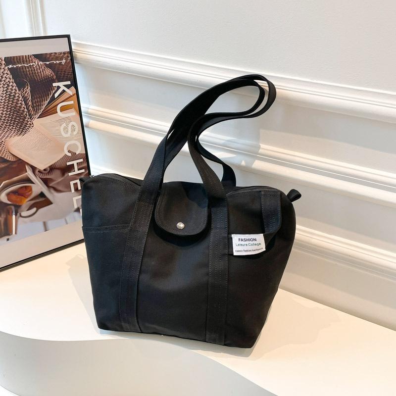 Large Capacity Shoulder Armpit Bag Canvas Tote Bag Literary Shoulder Bag College Student Class Commuter Handbag