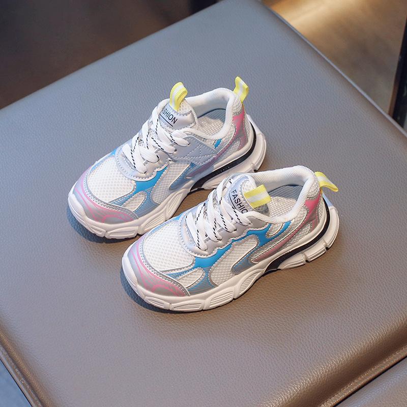 Новые детские теннисные туфли модные детские спортивные кроссовки для мальчиков на липучках беговые дышащие сетчатые повседневные детские кроссовки для девочек