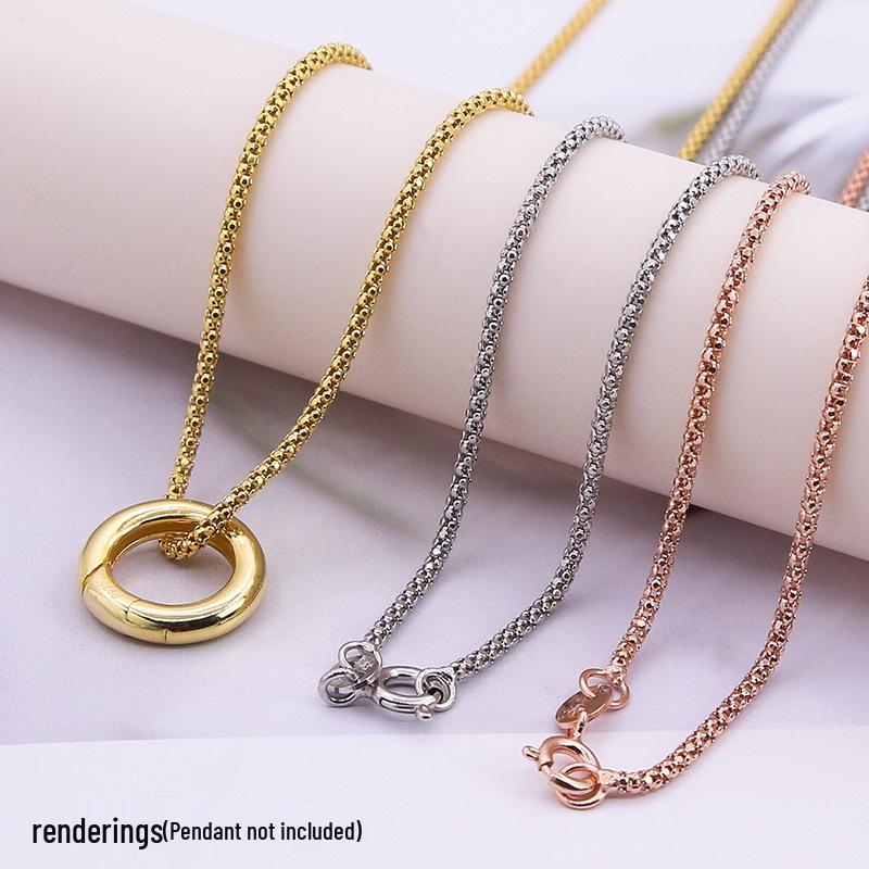 Модное ожерелье из круглых бусин из чистого серебра 999 пробы для мужчин и женщин - Длинная простая цепочка для свитера