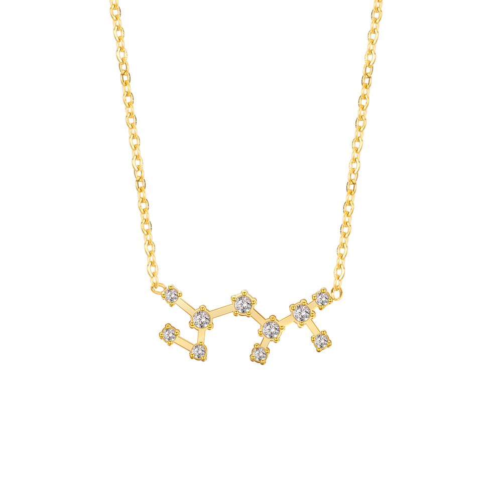 Clear Zircon Constellation Necklace Women Capricorn Libra Aries Leo Virgo Taurus Stainless Steel Horoscope Zodiac Necklaces Gift