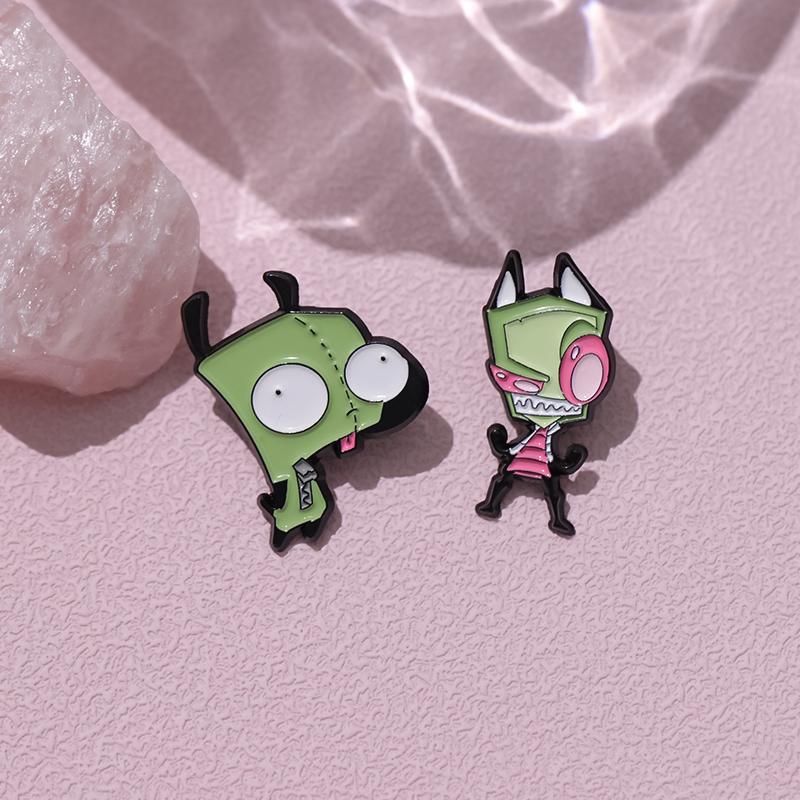 Invader ZIM Enamel Pins Custom Cartoon Dib Pig Brooches Lapel Badges Anime TV Series Jewelry Gift for Fans Friends