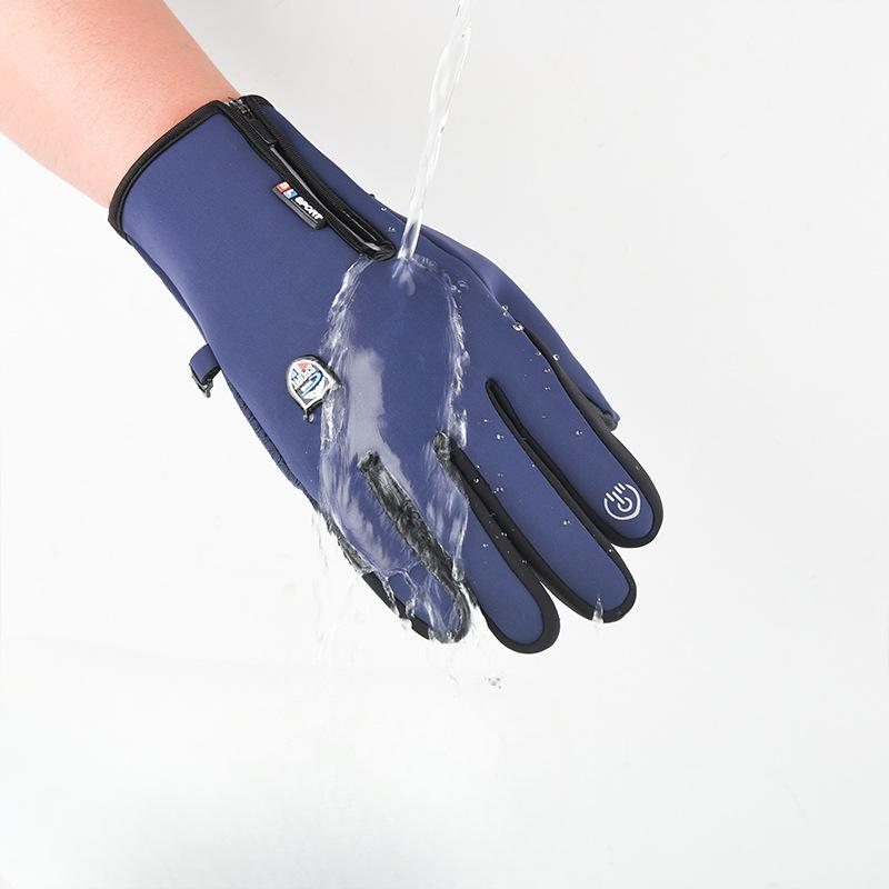 Мужские зимние велосипедные перчатки плюс бархатные утолщенные спортивные уличные теплые водонепроницаемые холодостойкие с сенсорным экраном для вождения электровелосипеда