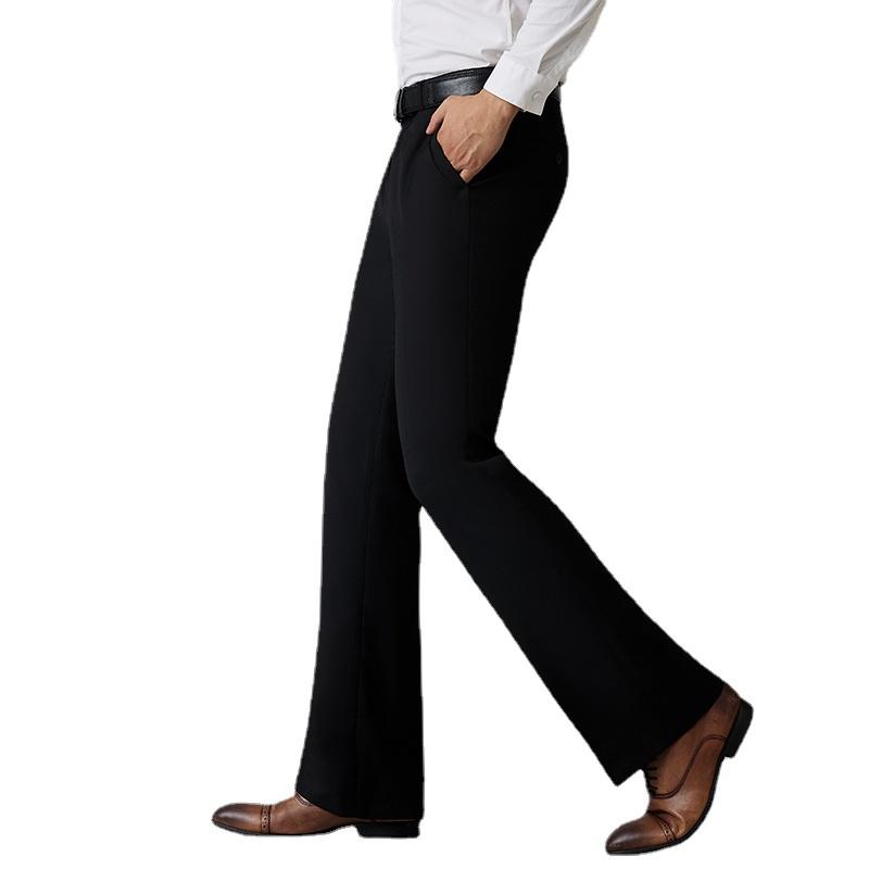 Мужские расклешенные брюки с расклешенным низом, облегающие винтажные формальные брюки, брюки с вырезом