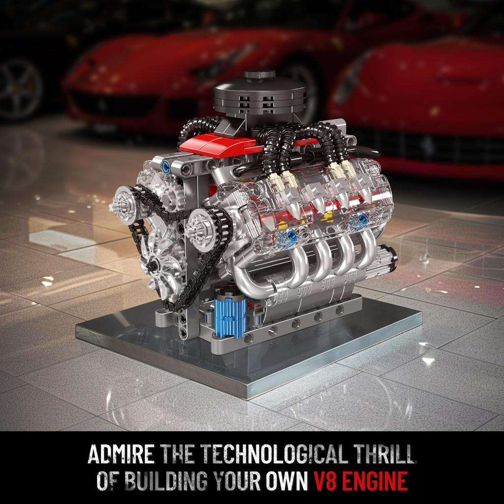 Mould King 10171 MOC Technic LSX454 (V8) Набор для сборки рядного 8-цилиндрового бензинового двигателя с мотором и коробкой (Более 487 результатов)