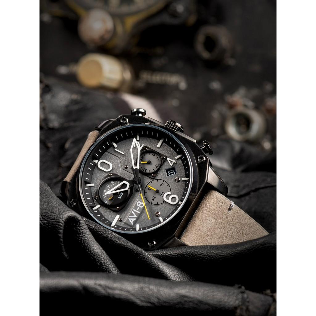 AVI-8 Hawker Hunter Retrograde Chronograph Sea Grey Dial Quartz AV-4052-03 Men's Watch