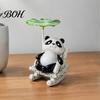 Lotus Leaf Shade Decor Rocking Frog Panda Figurine, Cute Resin Bobble Chair with Design, Creative Office Stress Relief Desk Ornament for Car