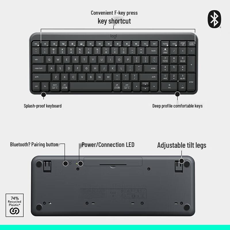 Logitech Беспроводная офисная клавиатура K251 с 99 клавишами, Bluetooth