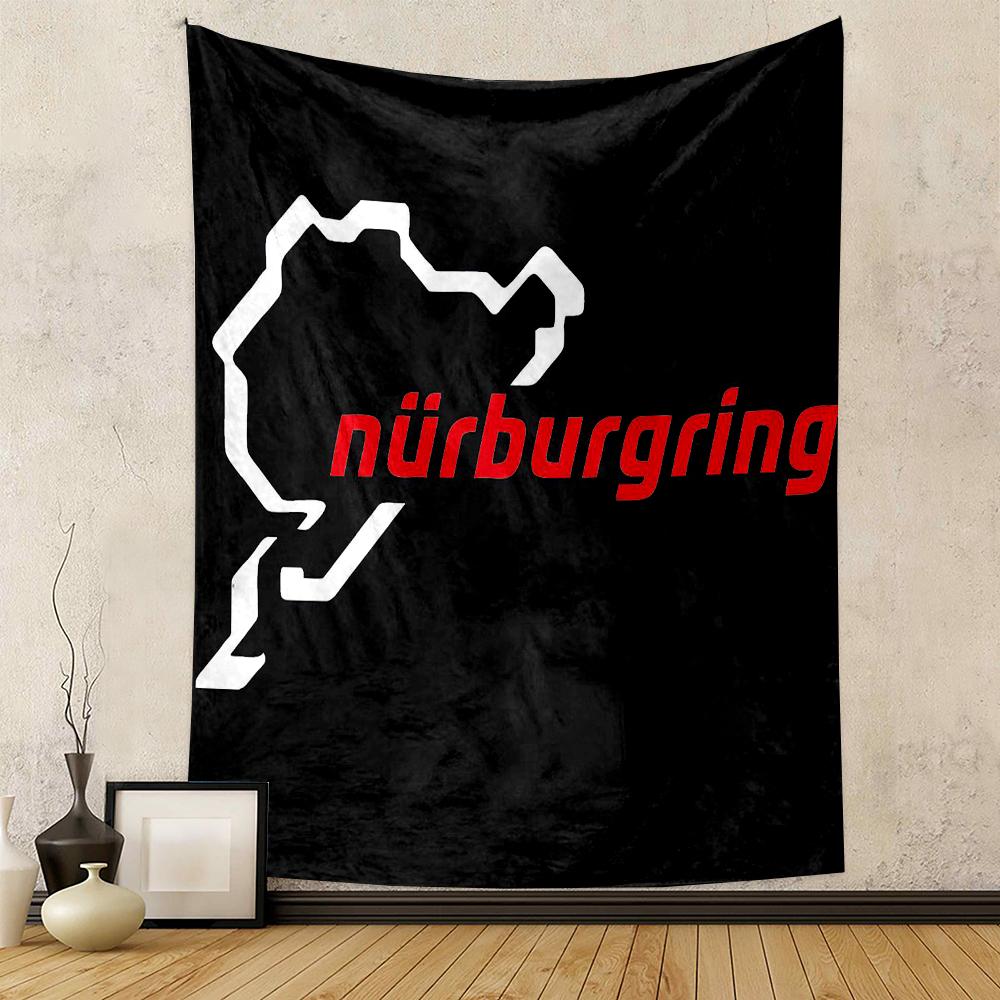 Nürburgring logo black red white design Patterned tapestry for bedroom and living room home decor
