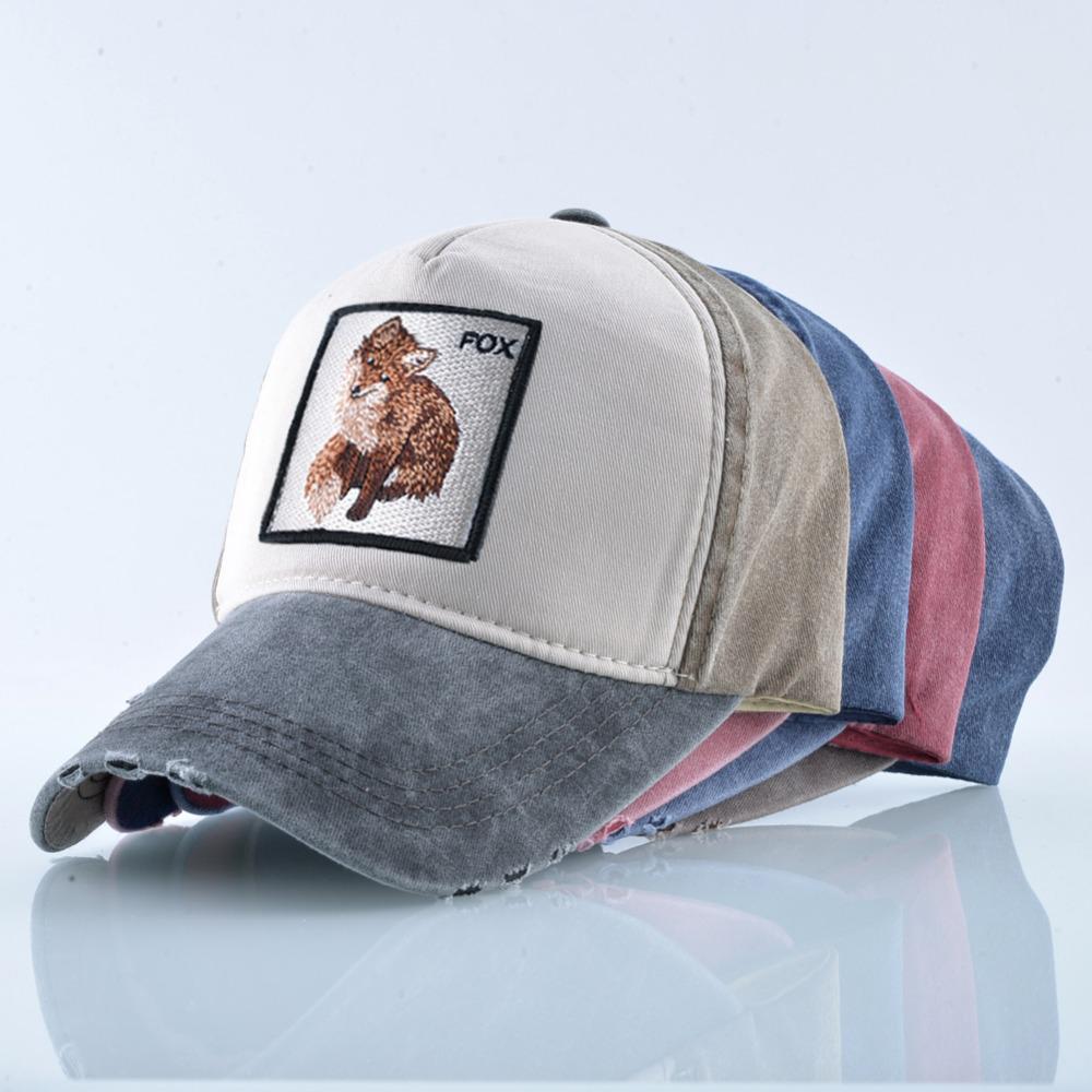 Snapback Папа Шляпы Мужская модная бейсболка с вышивкой лисы Женская уличная дышащая хлопковая кепка с козырьком