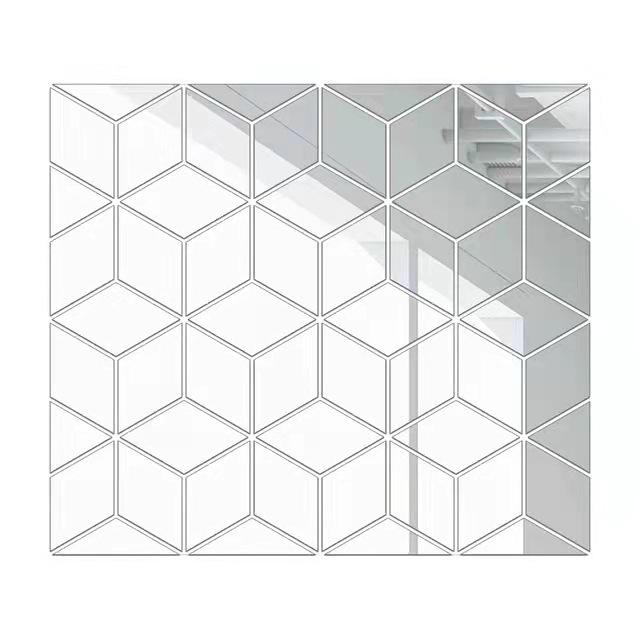 Two-Piece Cross Rhombus Cube DIY Mirror Wall Stickers