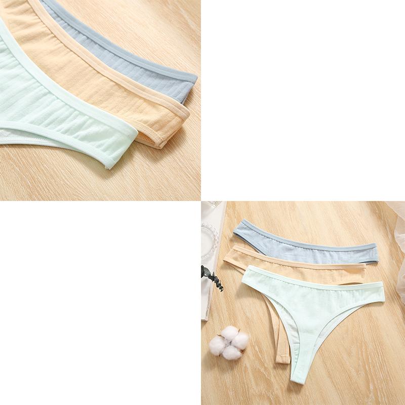 FINETOO Женские сексуальные трусики с низкой посадкой, 3 шт., стринги из 95% хлопка, нижнее белье, нижнее белье, женские трусы, сексуальное женское белье, однотонные брюки
