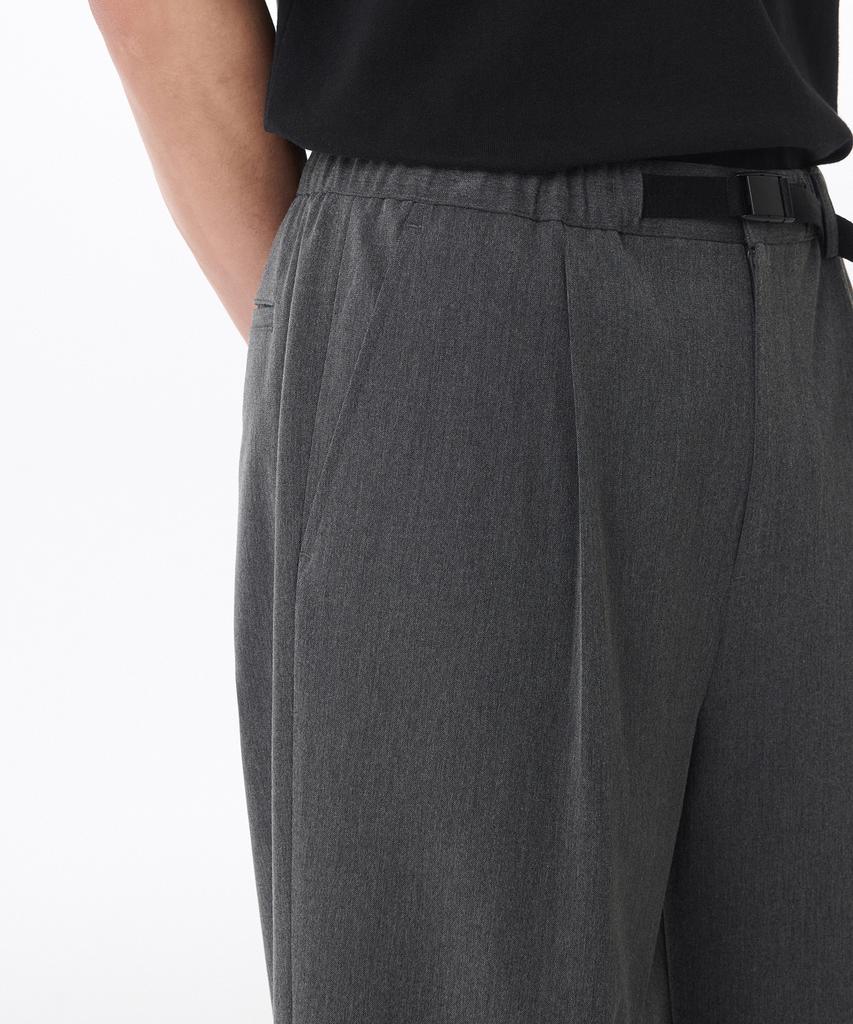 MUSINSA STANDARD Wide Webbing Belted Slacks [Medium Gray]