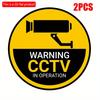 1pcs/2pcs 2d Flat Wood Sign"Warning CCTV In Operation", Active Camera Sign - 20cm, 24 Hours Security Warning Signs (Circle), Tin Warning Sign