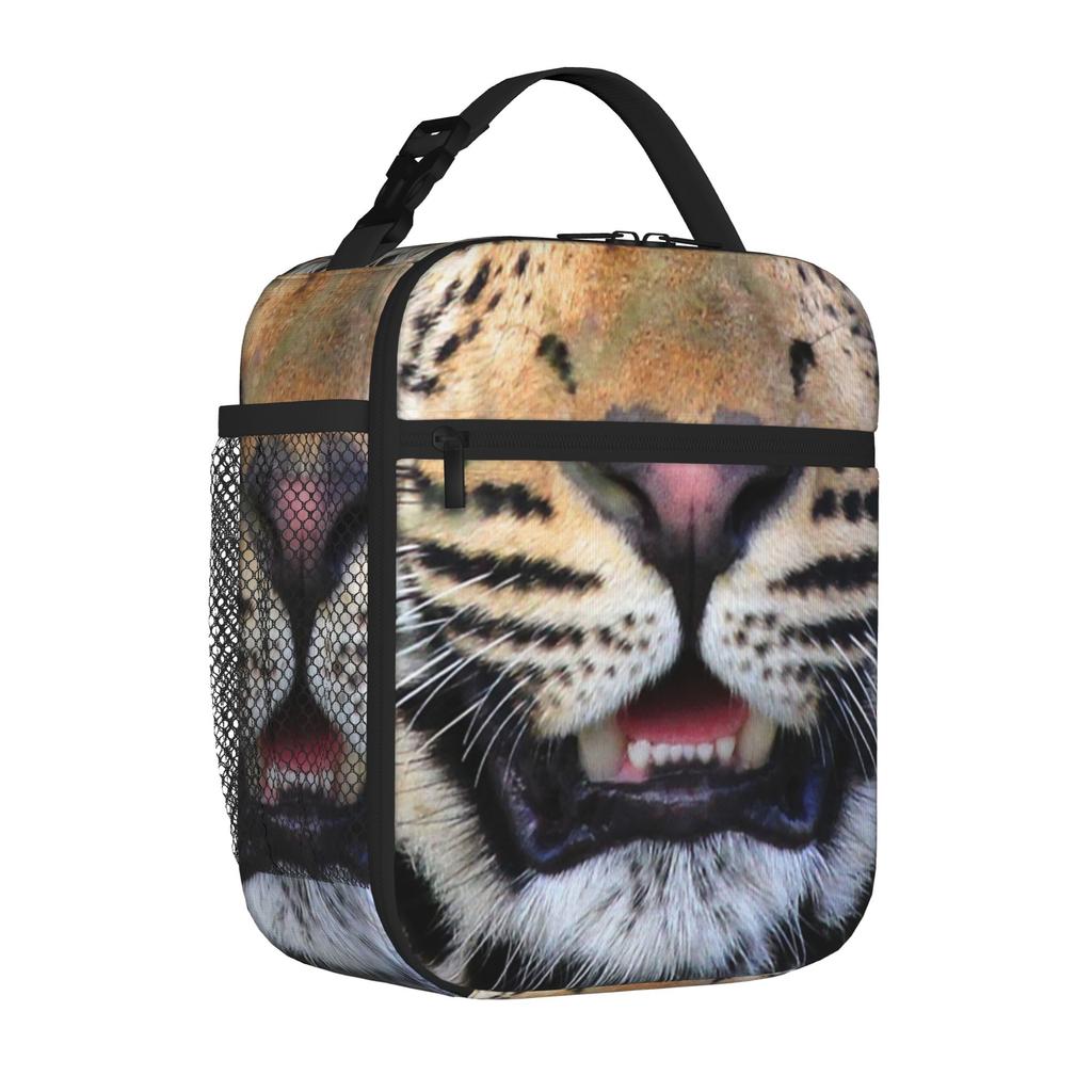 Leopard Snout Animal Face Handheld Thermal Cooler Bag Reusable Insulated Lunch Bags Harajuku Food Box For School
