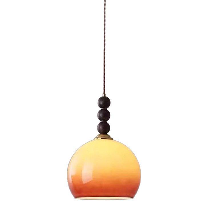 Caramel Glass Chandelier: Retro Wabi-Sabi Design for Bedroom, Restaurant, or Bar.