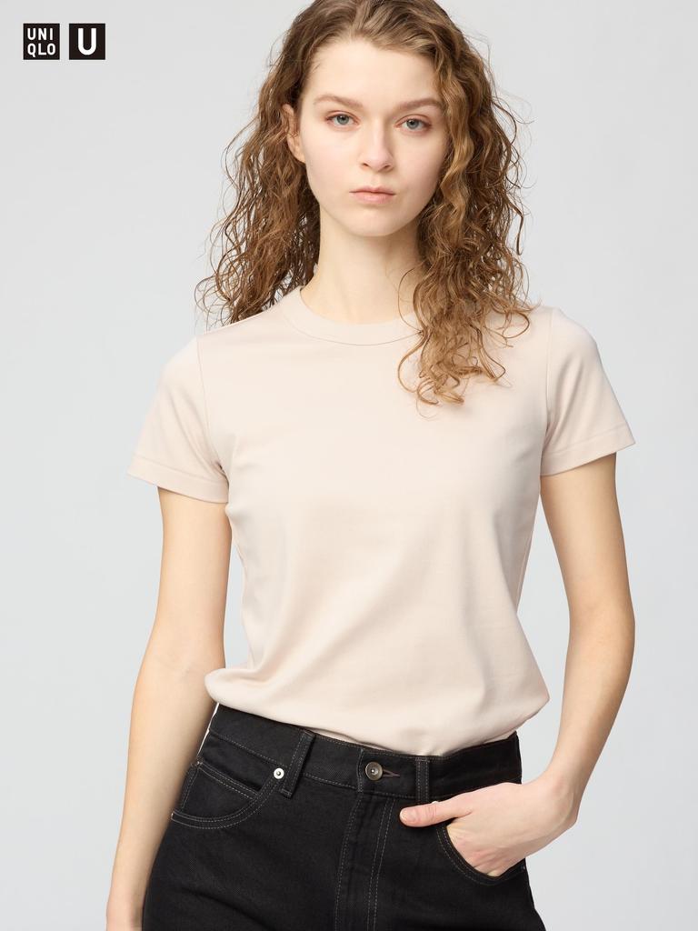 Uniqlo 483456 Женская футболка с круглым вырезом с коротким рукавом Базовый повседневный топ Япония