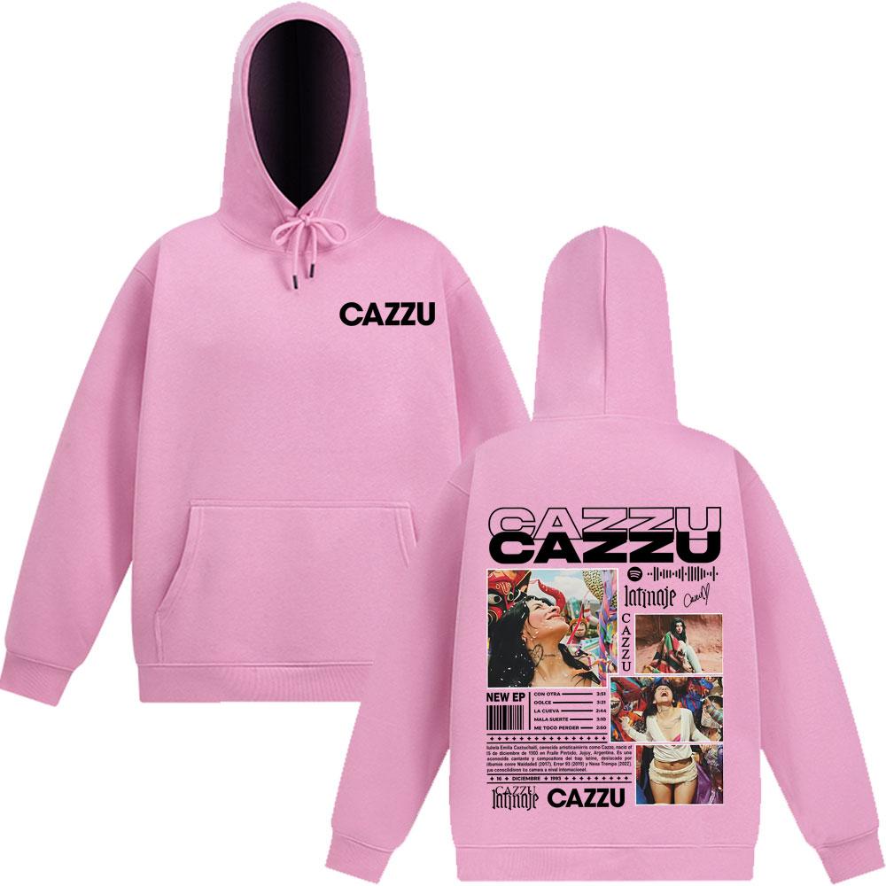 Singer Cazzu Tour 2025 Double-sided Print Hoodies Men's Women Hip-hop Sweatshirt Long-sleeved Casual Thick Aesthetic Sportswear