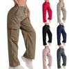 Women's Pants Fashion Casual Pants Solid Color Drawstring High Waist Pants With Pockets