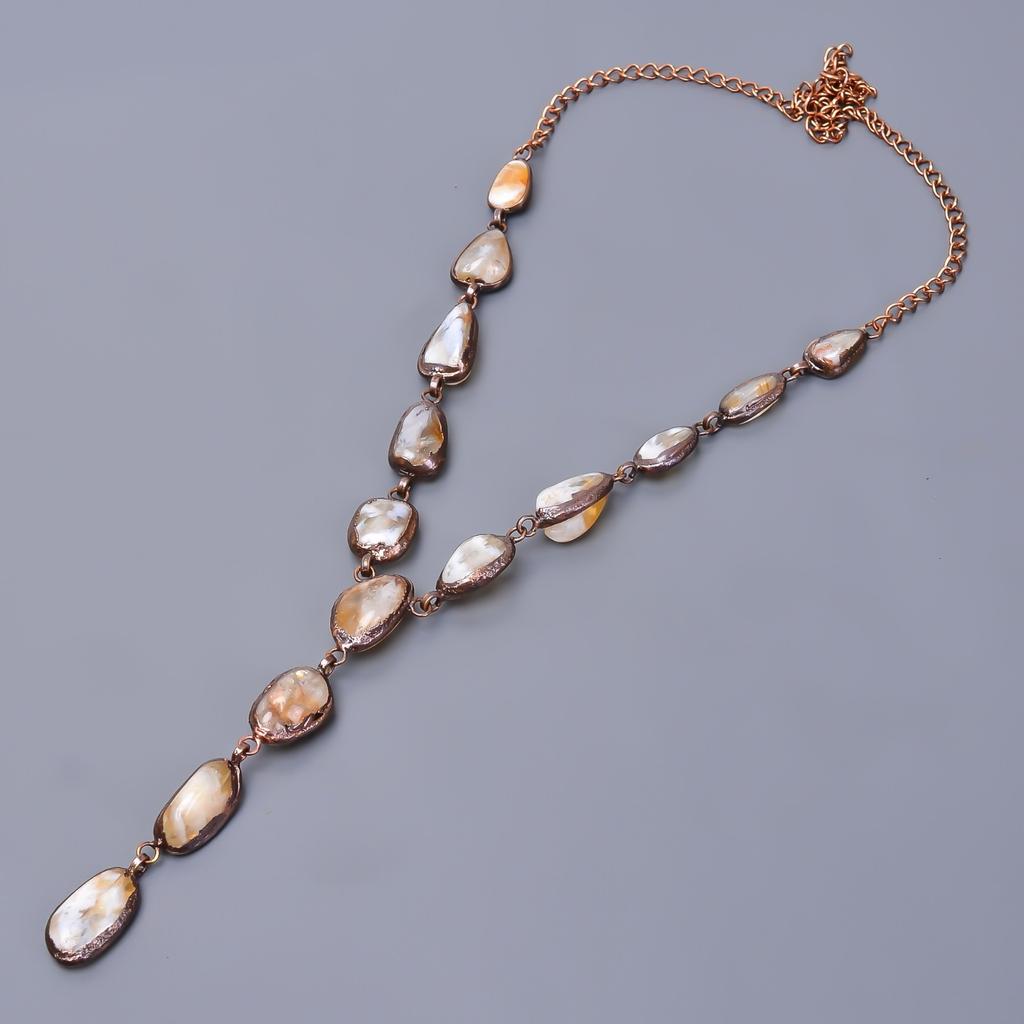 Натуральный Цитрин Необработанная Медь Подарок на День Рождения Цепочка Гальванопластика Ожерелье Ювелирное изделие V-20