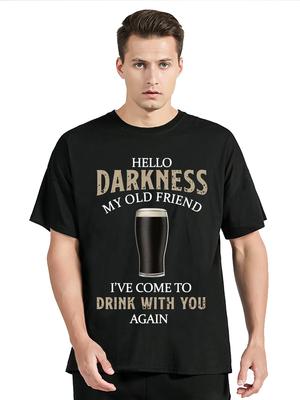 Пиво Алкоголь Пьяный Барбекю Футболка Фанаты GUINESS Футболки Привет, Тьма, Мой Старый Друг Футболка С круглым вырезом Мужская Одежда Топы Футболка