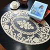 Chinese Classic Oval Embroidered Small Round Tablecloth Kitchen Coffee Bar Tea Set Fruit Tray Table Mat Wedding Party Decoration