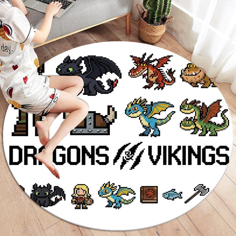How Train Dragon Round Area Rug Carpet Rug For Living Room Bedroom Sofa Playroom Decor Nonslip Floor Mat