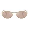 Miu Miu Curved Arm Oval Sunglasses Women sunglasses Gold 52YS