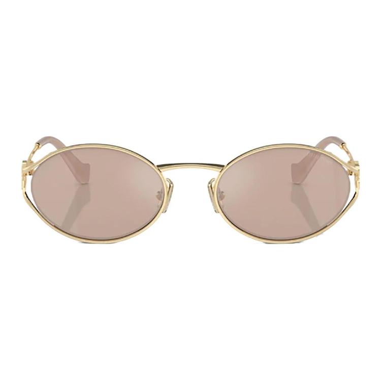 Miu Miu Curved Arm Oval Sunglasses Women sunglasses Gold 52YS