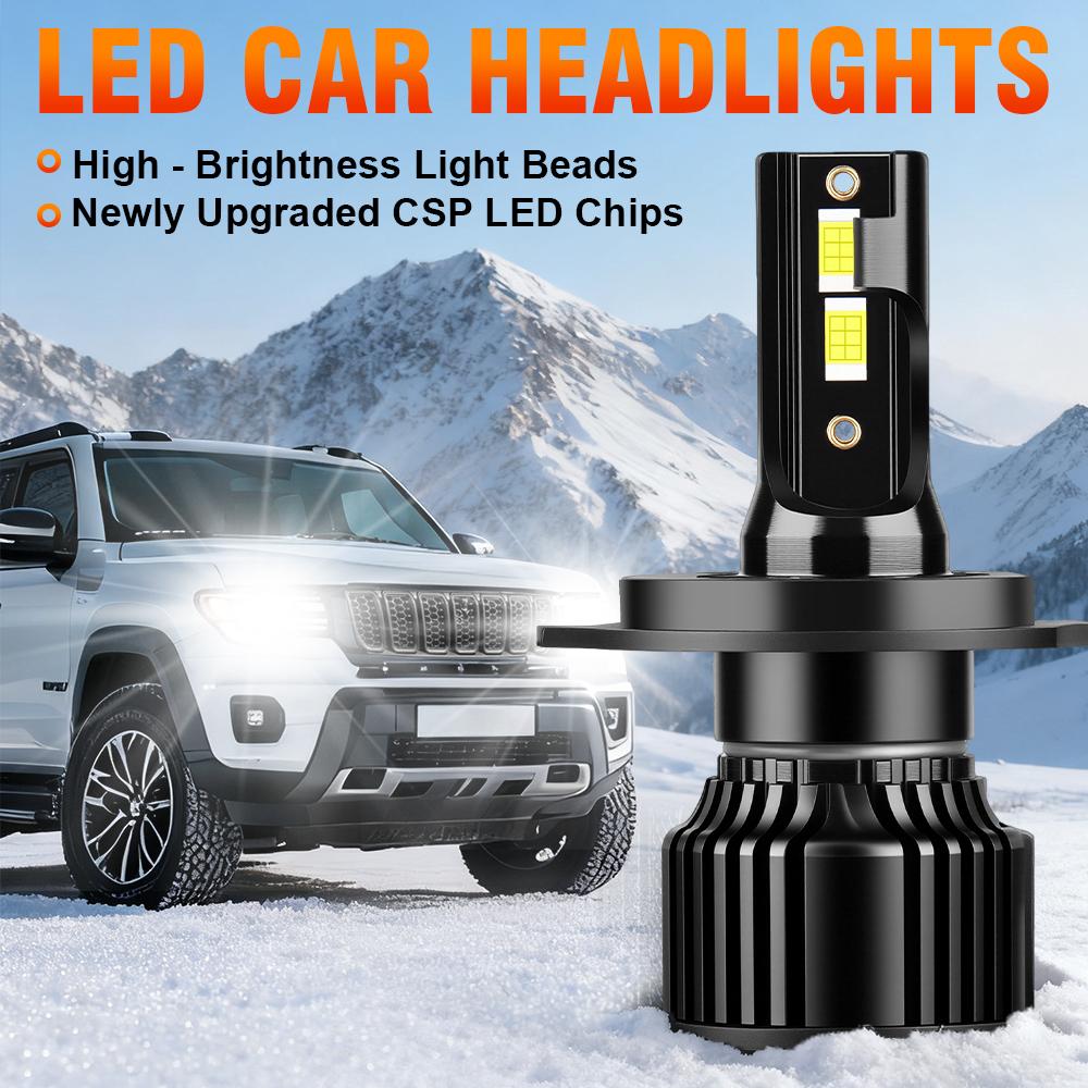 2 шт. Светодиодные лампы для фар автомобиля H4 200 Вт Суперяркие Canbus LED для автомобильной фары CSP 3570 С охлаждающим вентилятором Автомобильный свет 6500K Белый