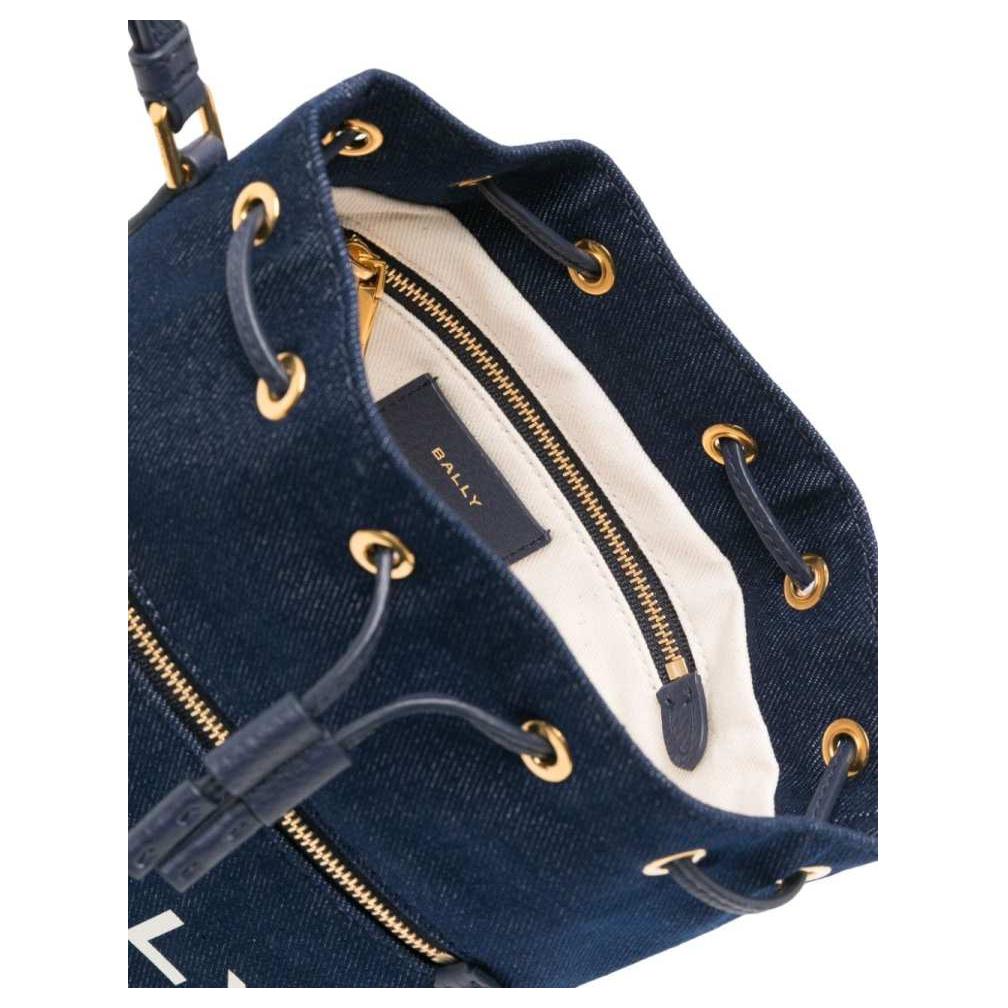 Bally Letter Logo Front Zipper Pocket Fabric Bucket Bag Women handbags Blue 6306618