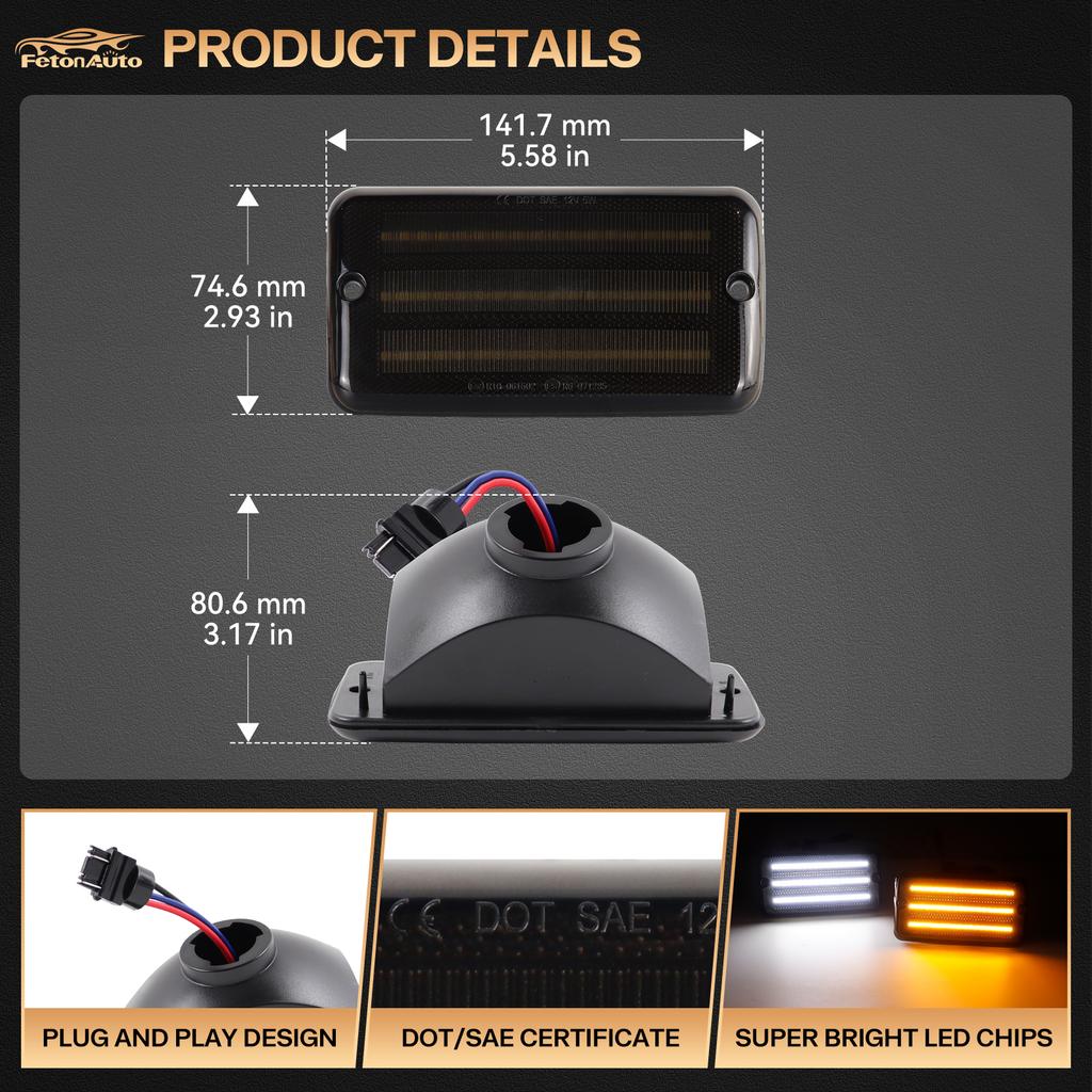New 2Pcs Repeat Blinker Front Bumper Side Marker Turn Signal Light DRL Lamp for for TJ 1997-2006 #CH2550120