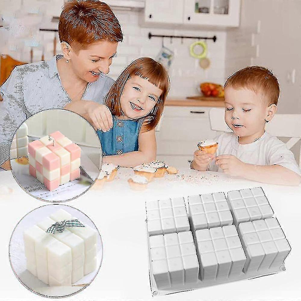Cube Fondant Silicone Cake Mold-3d Magic Cube Mold,muffin Mould Kitchen Pastry Baking Pan For Fat Bomb Chocolate Candy Cupcake Soap Candle - White