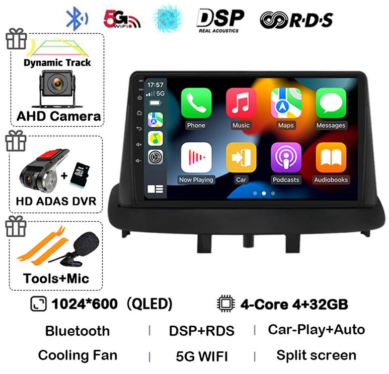 Android 14 Carplay Auto Для Renault Megane 3 Fluence Samsung SM3 2008 2009 2010 2011-2014 Автомагнитола GPS Мультимедийный плеер Стерео