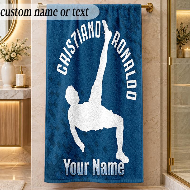 Beach TowelCristiano Ronaldo Custom Name Text Personalized Soft Towel for Beach Pool Indoor Home Decor Gift